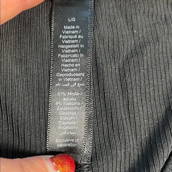 New Skims Black Soft Lounge V Neck Tank Mini Dress Rib Knit Sz L - Picture 7 of 12